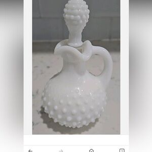 AVON White Milk Glass Hobnail Bottle Cruet pitcher With Stopper Vintage …